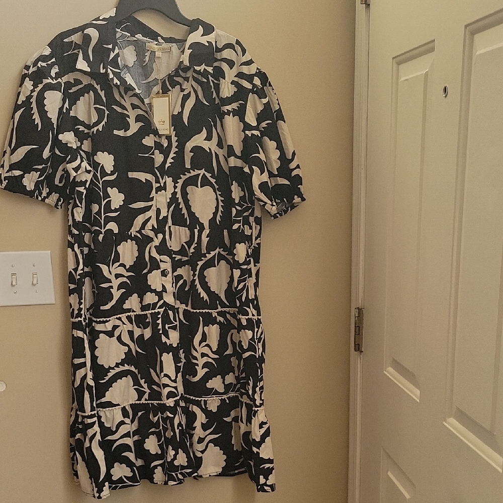 Floral Black and Cream Dress